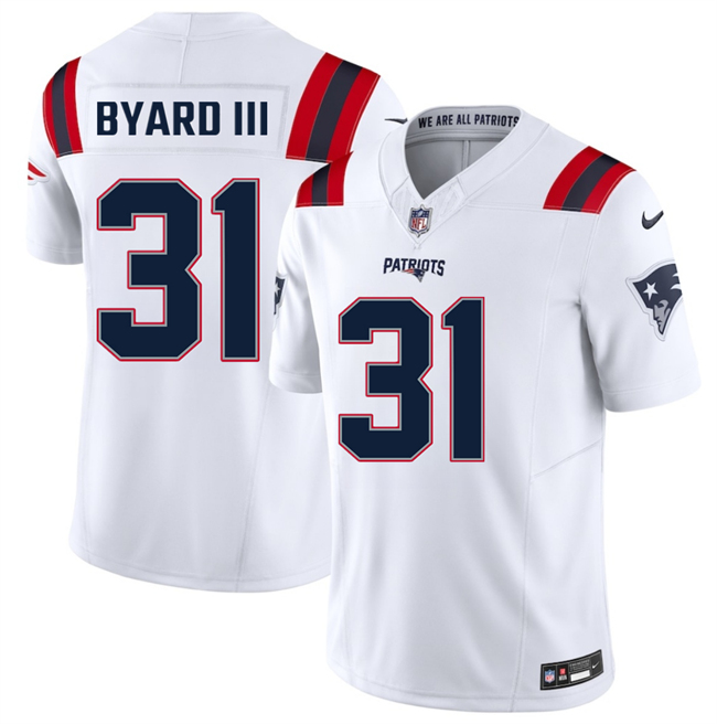 Men's New England Patriots #31 Kevin Byard III White 2026 F.U.S.E. Vapor Limited Stitched Football Jersey